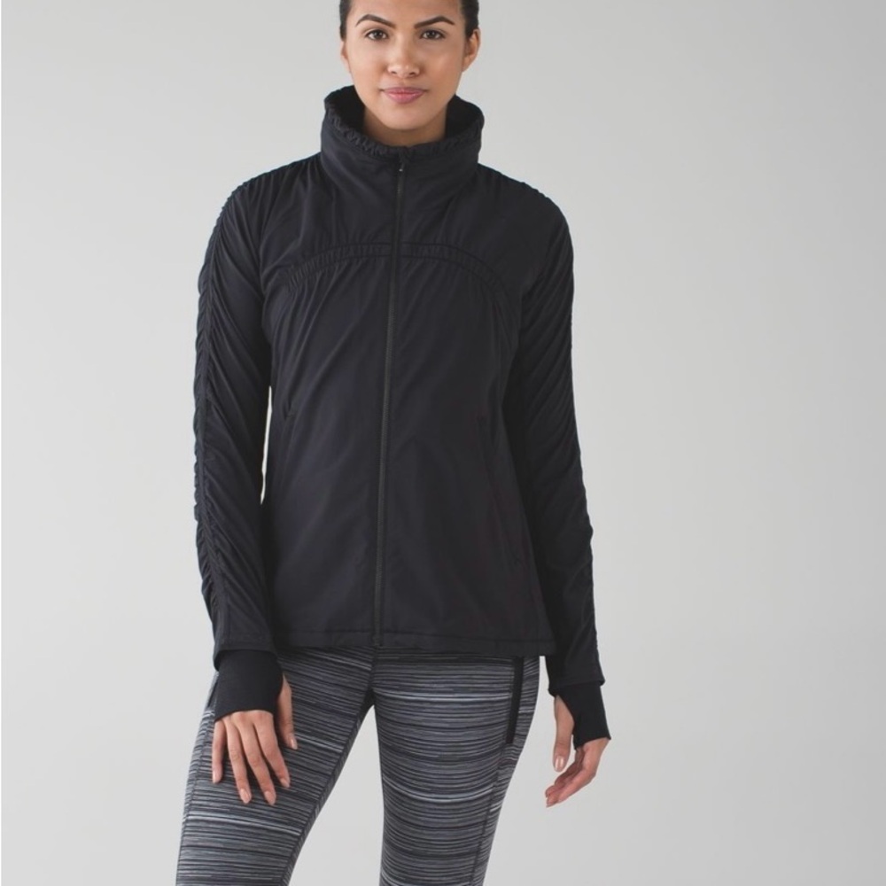 Lululemon Gather Me Slightly Black hooded windbreaker
